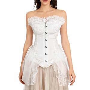 White Sexy Corset Bustier Dress, SMALL, 15A-163T006